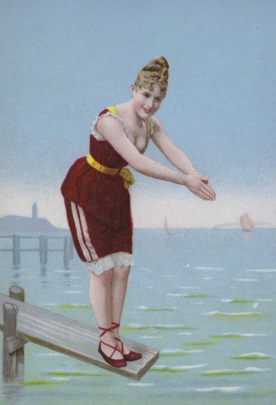 Woman on a Diving Board at the Seaside by European School